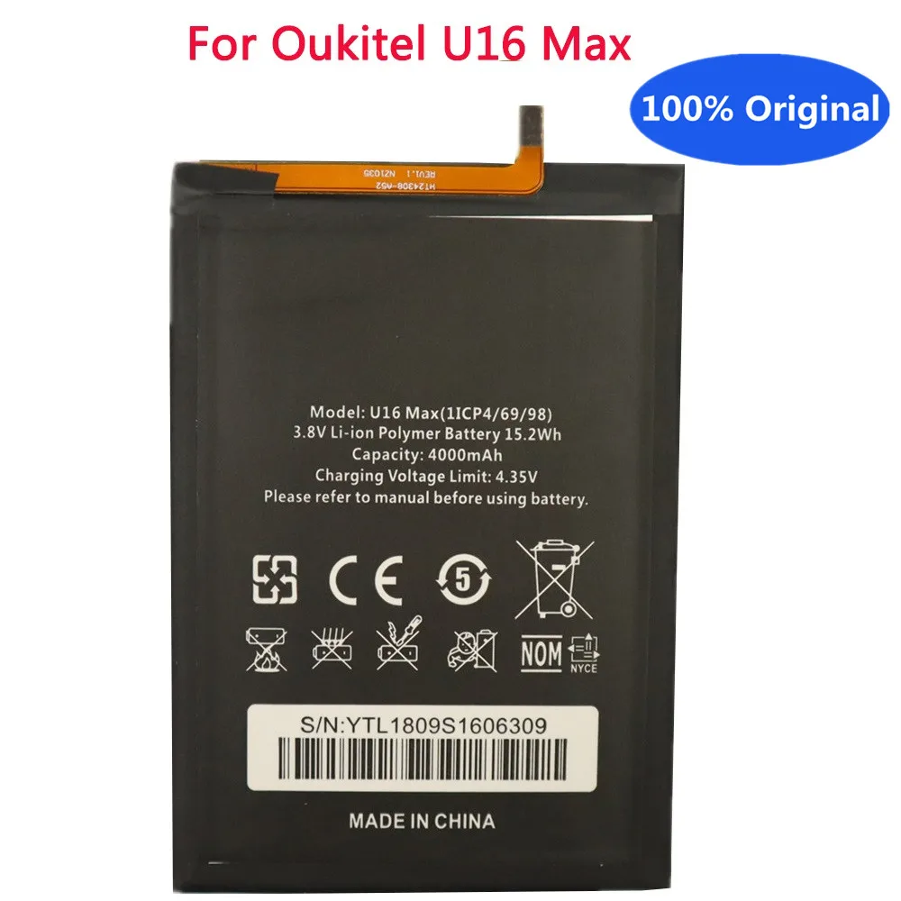 

100% Original High Capacity 4000mAh U16 Max Battery For Oukitel U16 Max Smart Mobile Phone Batteries Replacement Batteria