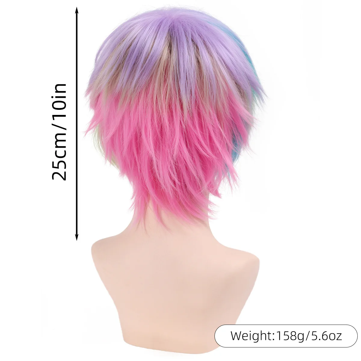 Cosplay Short Wavy Wig Multicolor Anime Hair M Shape Unisex Daily Use Versatile 5