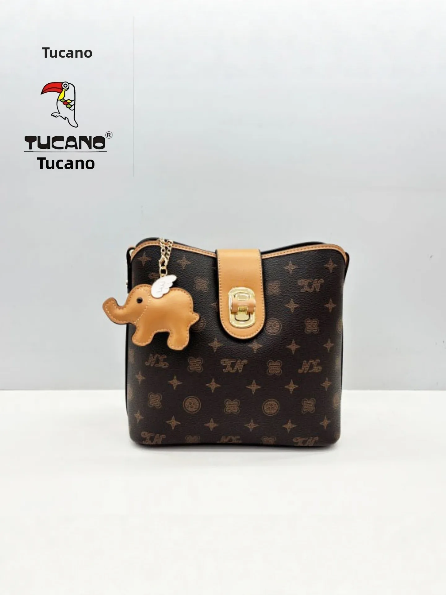 Bolsa Bucket Feminina TUCANO, Bolsa Transversal com Design Estampado, Estilo Coreano Fashion, Bolsa de Ombro em Couro Macio p...