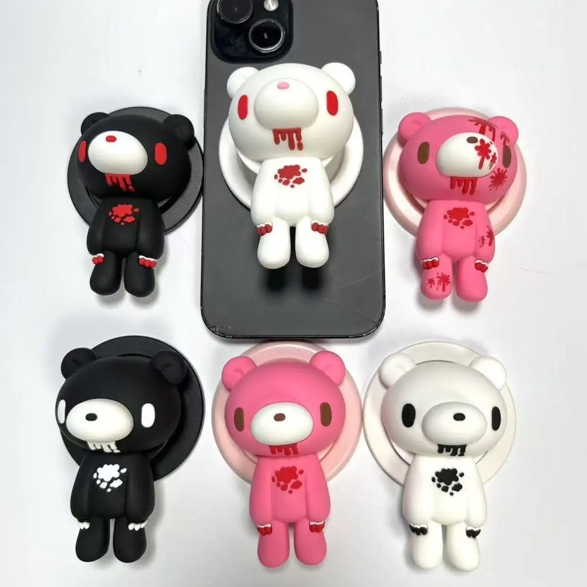 

Cute Bear Magnetic Phone Grip Stand 360° Rotatable Retractable Airbag Holder Cartoon Bear Phone Accessory for MagSafe