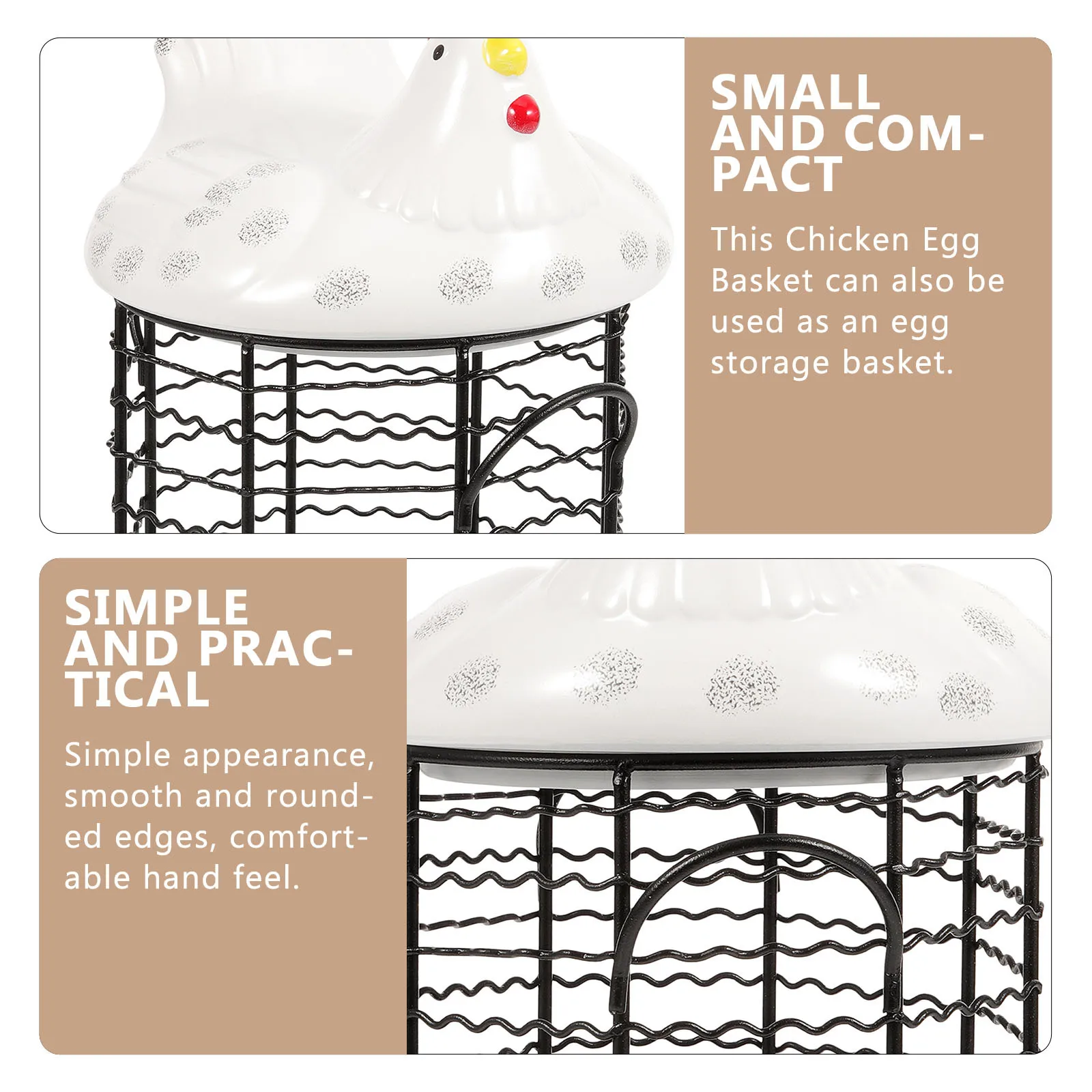 

Creative Chicken Egg Basket Metal Wire Kitchen Storage Organizer Fruits Container Hen Shaped Lid Decorative Holder