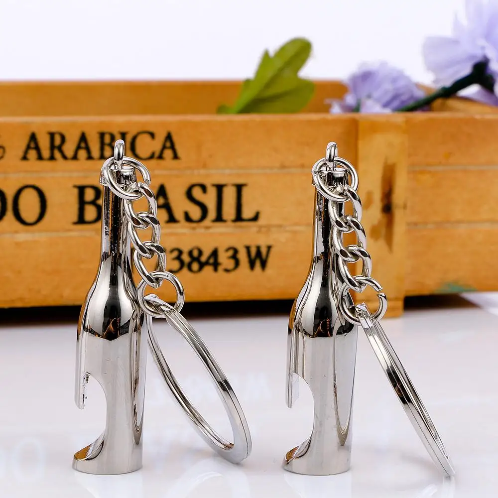 Camping Zinc Alloy Travel Key Chain Wine Bottle Shaped Opener Key Ring