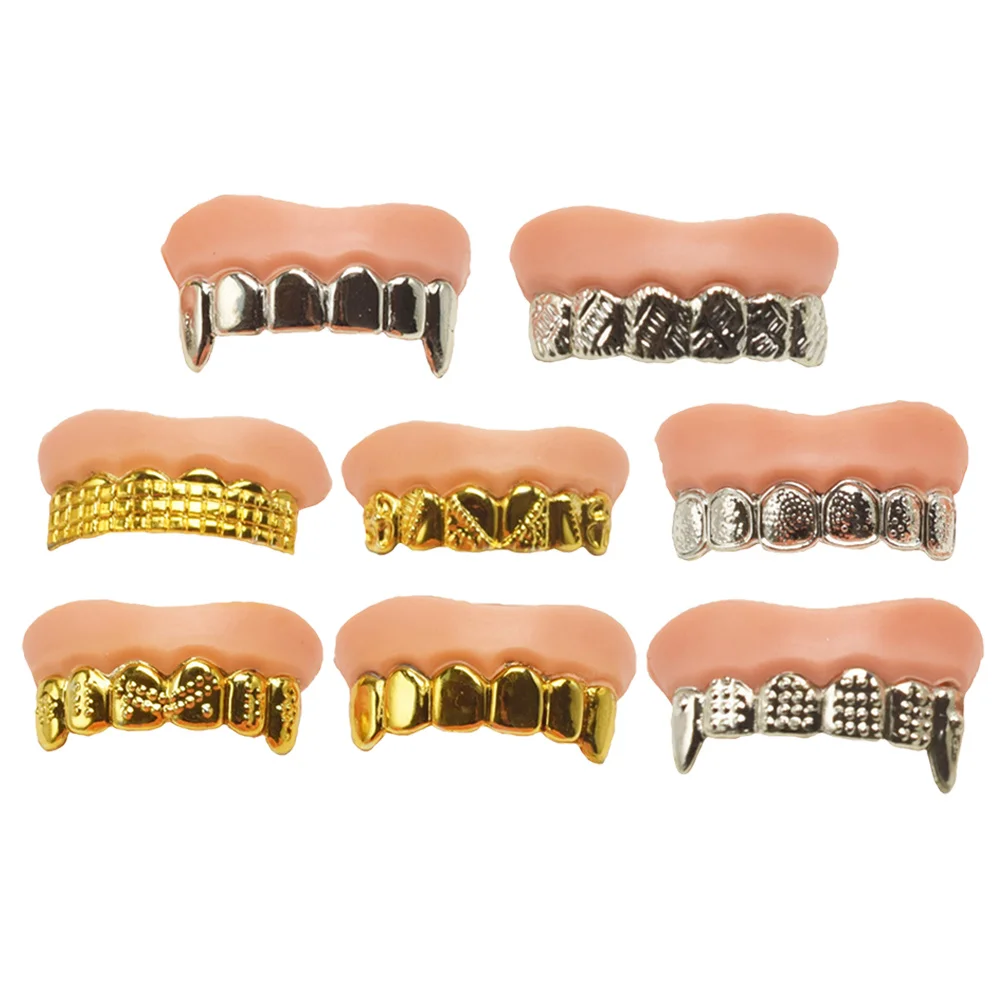 8pcs Fake Teeth Halloween Decorative Funny Fake Zombie Teeth for Cosplay Party Halloween fake teeth simulated fake teeth