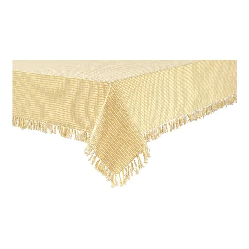 

Linens Homespun Check 100% Cotton Woven Fringed Tablecloth 60"X102", Gold