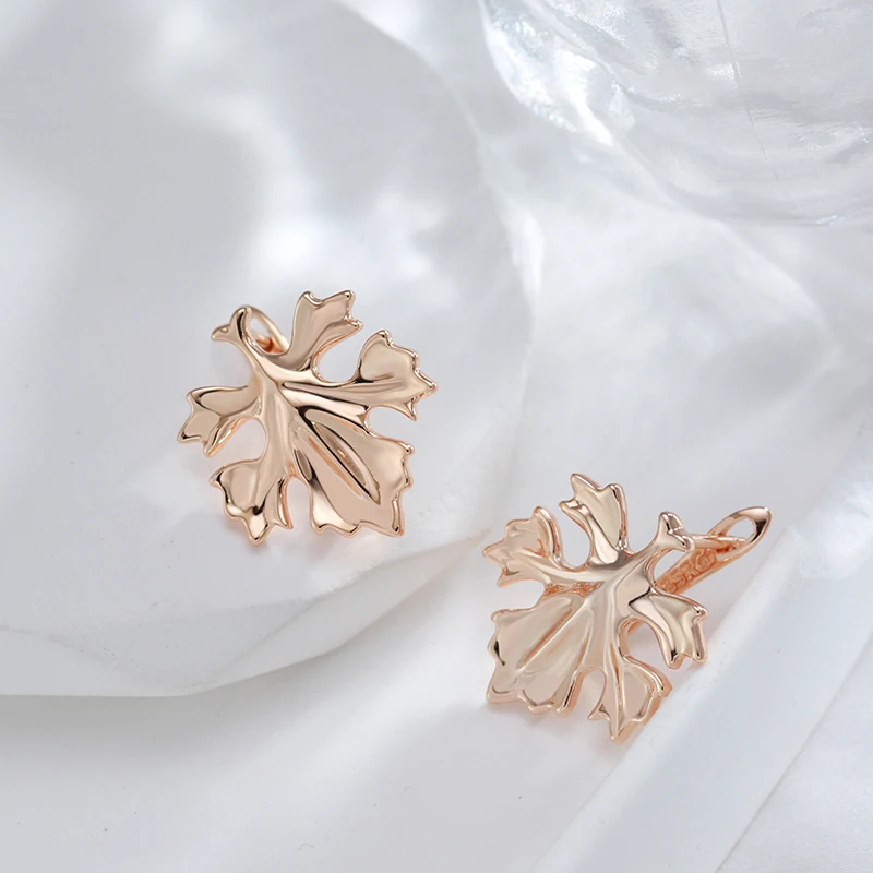 Kinel New Trend Women Leaf Drop Earrings Fashion 585 Rose Gold Color Creative Metal Jewelry Unique Romantic Wedding Earrings