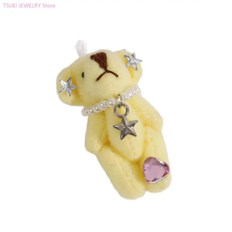 Plüsch-Schlüsselanhänger in Bärenform, Taschenanhänger, niedlicher Rucksack-Anhänger, Plüschpuppen, Schlüsselanhänger, Plüschmaterial für Mädchen und Teenager – Detail 10