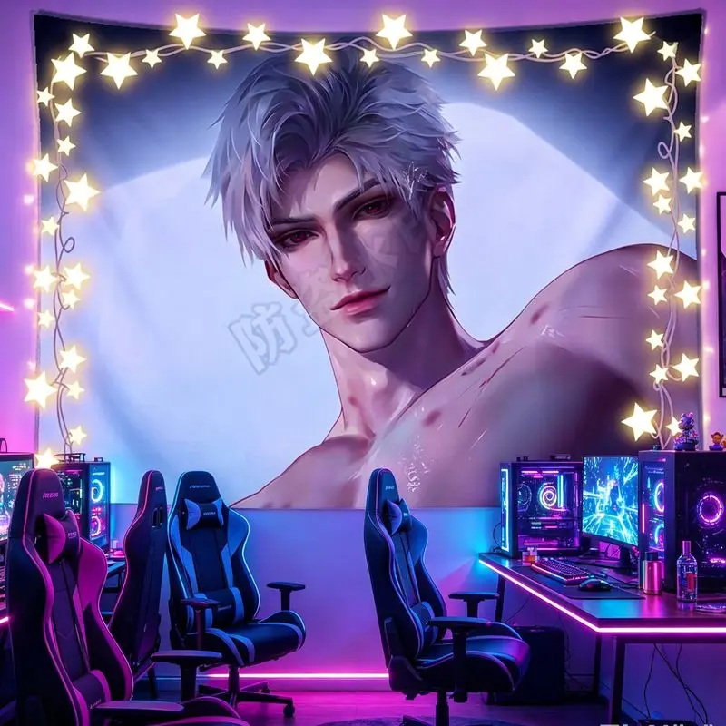 VIKAMA Love Deep Space Male Lead Microphone Wall Tapestry Anime Otome Game Room Home Decor Warm Cozy Soft Durable Aesthetic Gift