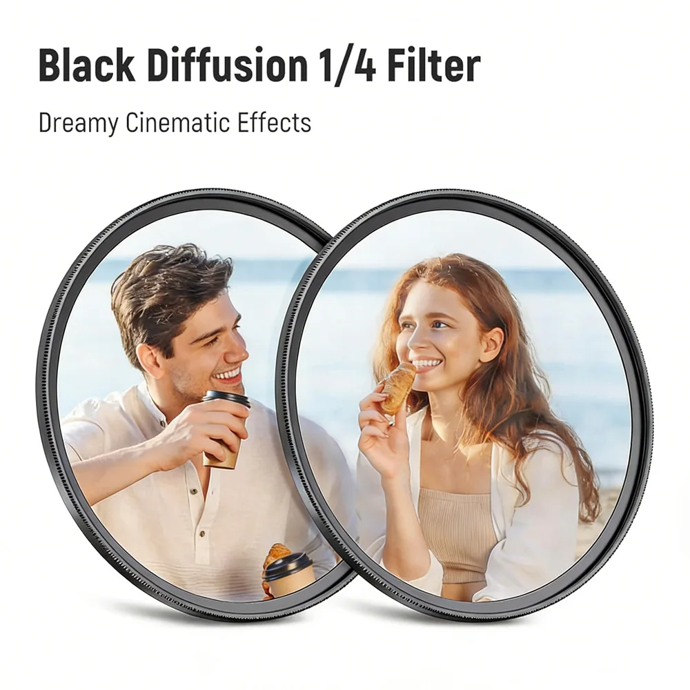 Filtros de Lente de Câmera Black Mist 1/4 Preto Suave 49mm 52mm 55mm 58mm 62mm 67mm 72mm 77mm 82mm para Lentes de Câmera Canon Nikon Sony