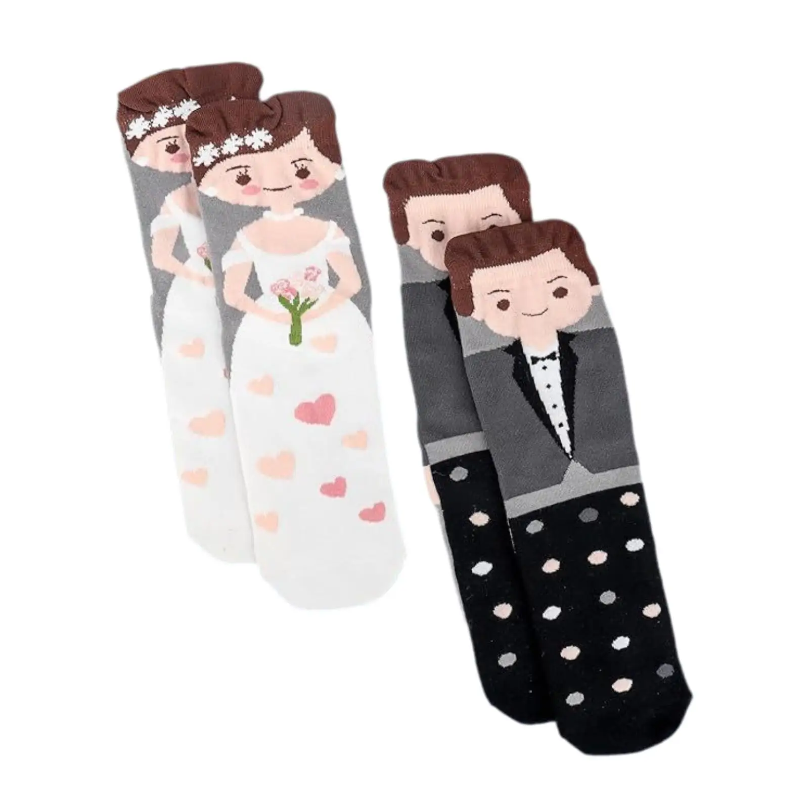 2 Pairs Wedding Socks Groom Bride Socks Couples Socks Novelty Socks for Outdoor Activities