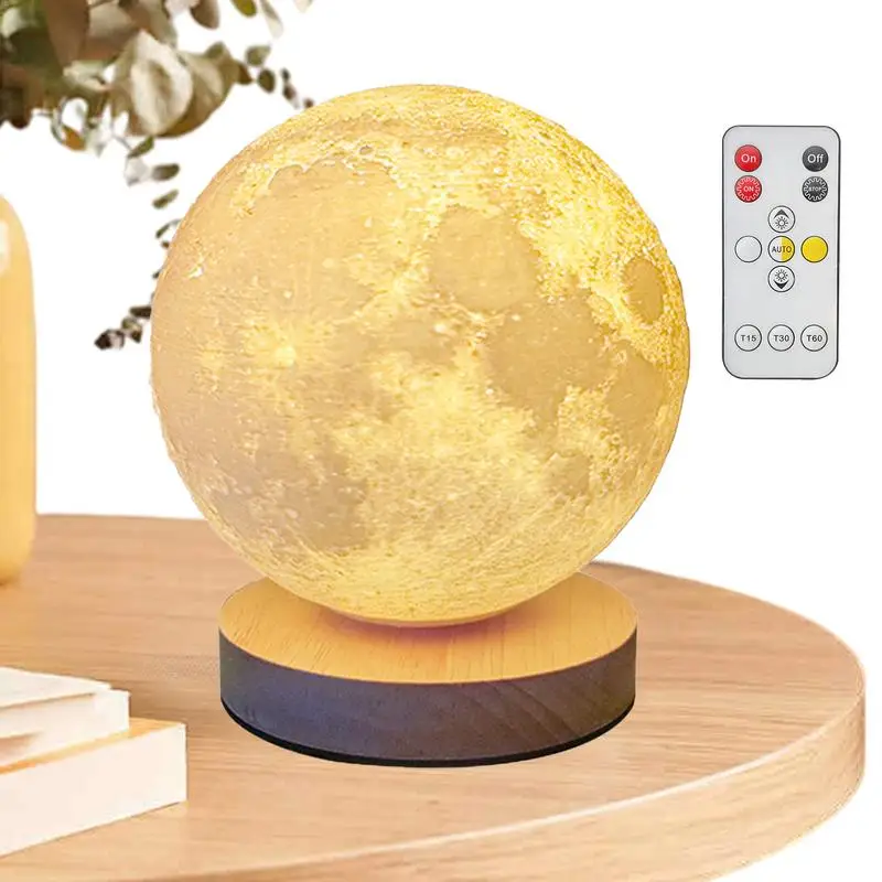 Rotating Moon Lamp 3 Colors LED Moon Lamp For Kids 360 Degree Rotatable Magnetic Charging Moon Light With Remote Control