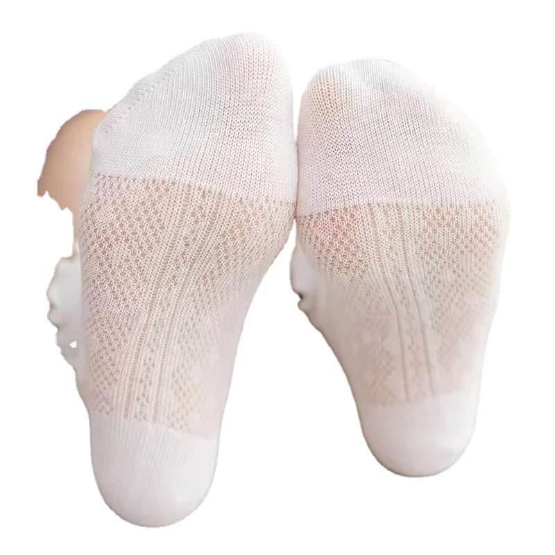 Spring and Summer Girls New Thin Breathable Comfortable Cotton Mesh Solid Color Lace Fashion Wooden Ear Edge Princess Socks