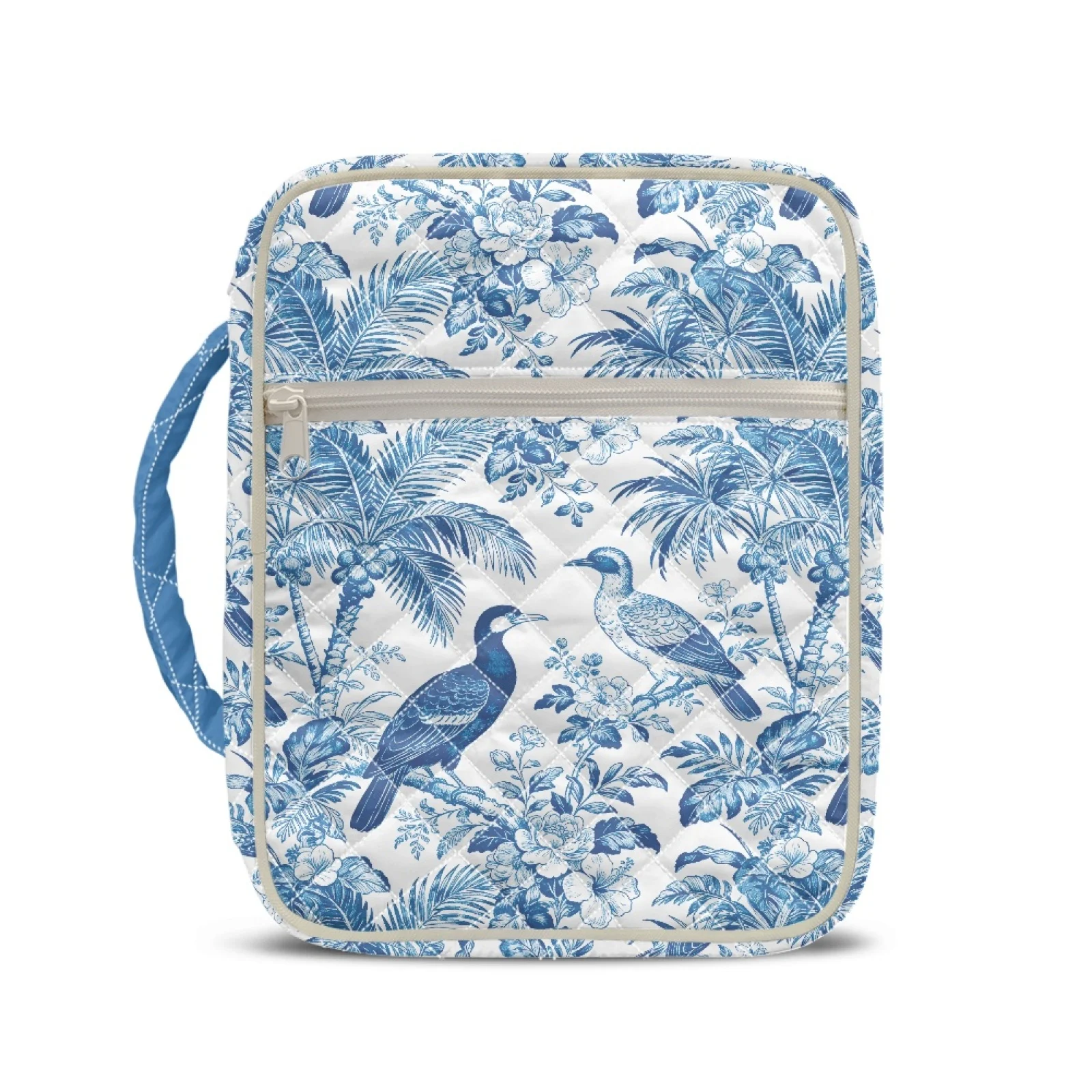 Coloranimal Blue Bird Palm Art Pockets Quilted Bible Cover Case for Spiritual Polyester Scripture Organizers 2026 Collection