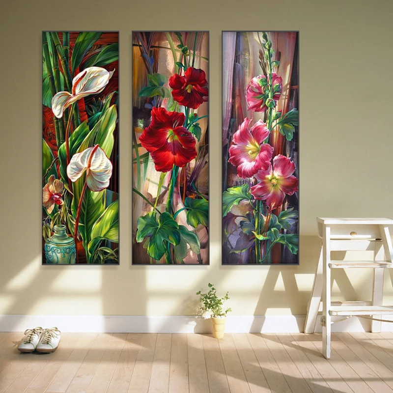 GATYZTORY Bilder Durch Anzahl große Blumen Kits Wohnkultur Acryl Färbung Farbe Durch Zahl 50 × 100cm Handgemalte Kunst geschenk