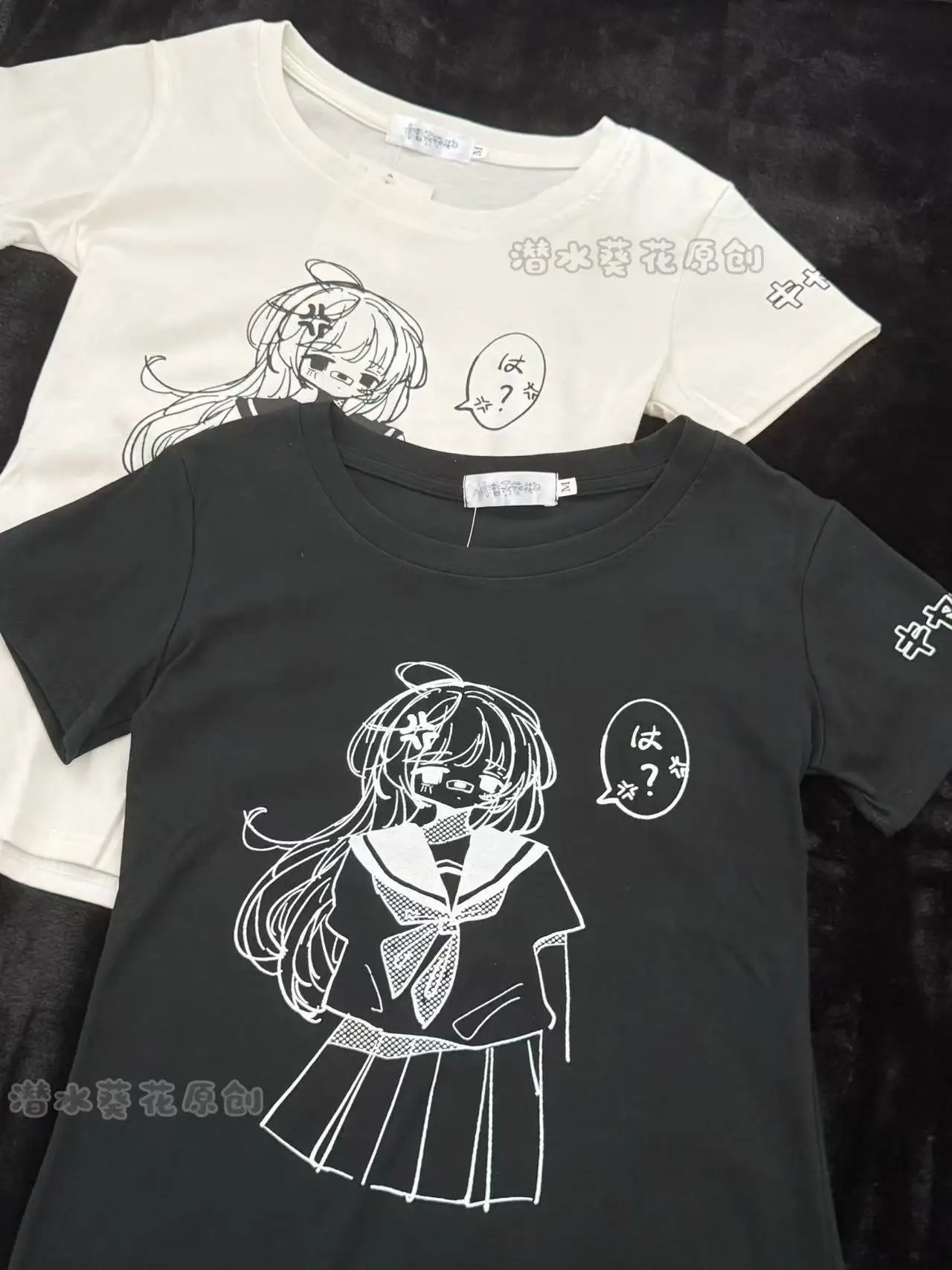 Kawaii Anime Girl Print T‑Shirt Japanese Cartoon Round Neck Short Sleeve Slim Fit Casual Tees for Women
