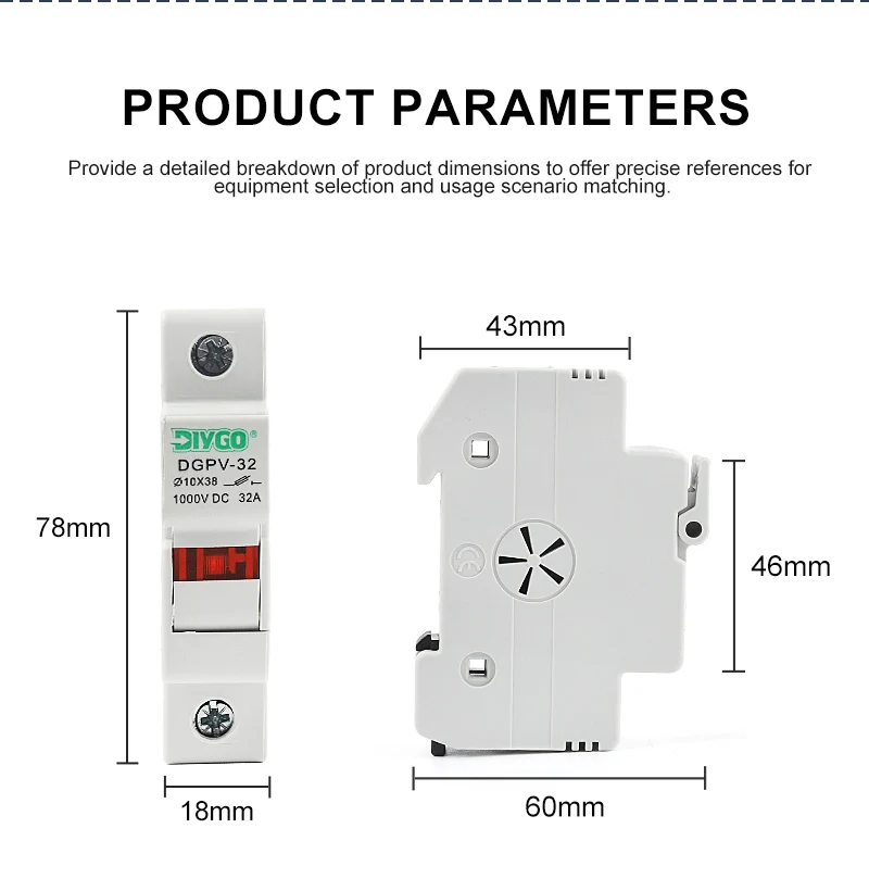 DIY GO 1P Solar-PV 1000V Sicherungshalter Geeignet für 10*38mm PV-Sicherungselemente Solarsystem-Schutzbasis Photovoltaik-Schutz DGPV – Detail 10