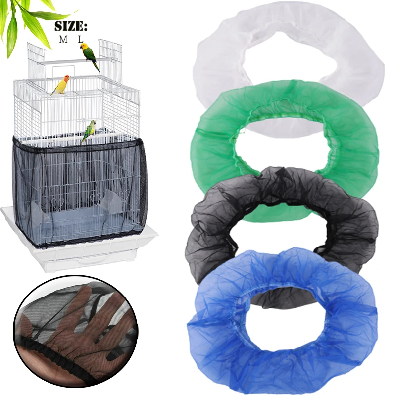 Hot 1pcs Universal Mesh Bird Cage Cover Shell Skirt Net Easy Cleaning Catcher Guard Bird Cage Stretchy Mesh Parrot Bird Cage Net