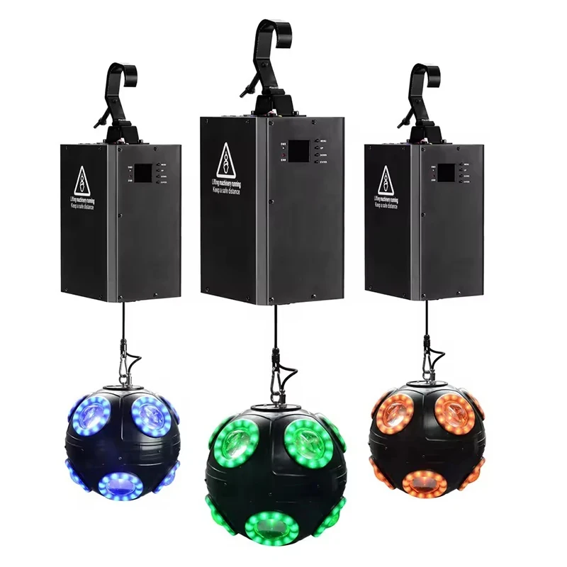 RGBW LED up DMX Winch Motor Kinetic Powered Light Balls Art Lighting System Disco Wedding Stage