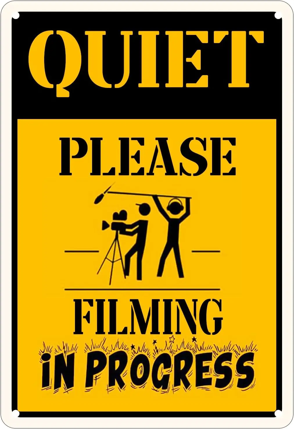 Vintage Tin Sign Retro Metal Quiet Please Filming In Progress Wall Decor Plaque for Farm Fishing Garage Garden Yard,  Inch,de06A