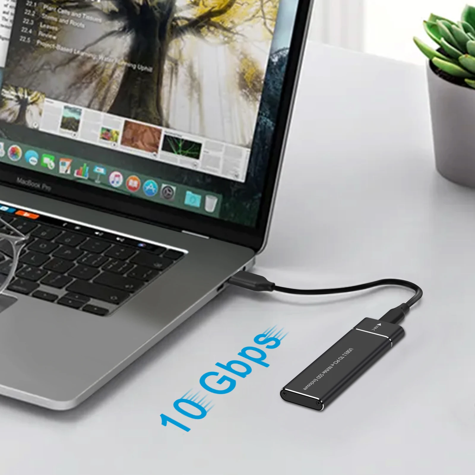 Samget NVME M.2 Solid State Drive External Enclosure 2230/2242/2260/2280 M.2 to USB C Case 10Gbps Type A + Type C For M/M+B Key