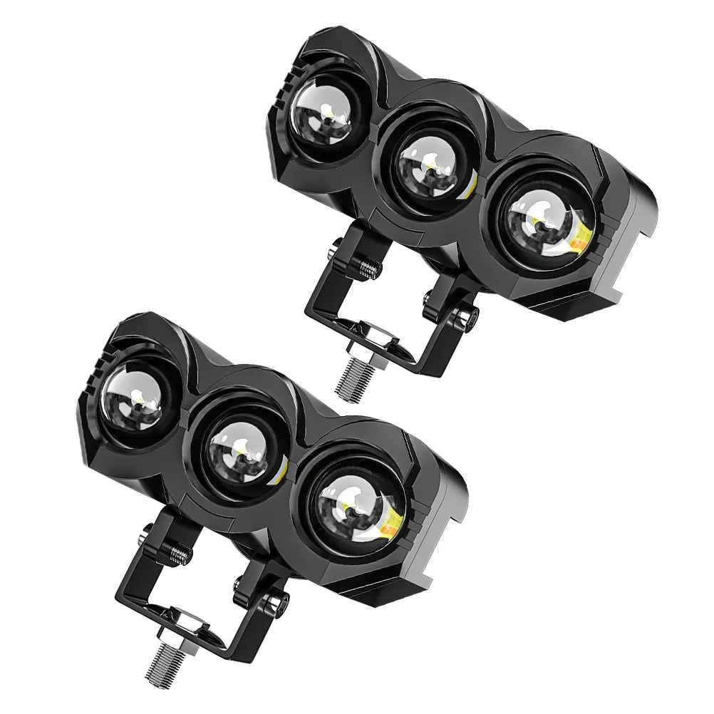 

LED Motorcycle Lights White Yellow Dual Mode Cat Eye External Electric Bike Headlights Driving Fog Auxiliary Lights