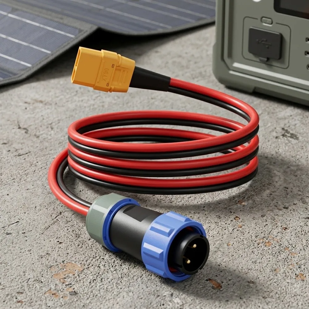 12AWG Aviation to For XT90 Cable 1m with Secure Rotating Lock for AC200MAX AC200P AC300 AC500 For Power Stations