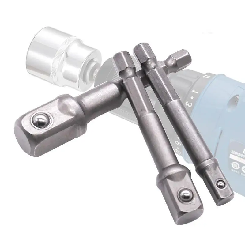 8/9 Pcs Impact Socket Adapter Set, 1/4 3/8 1/2 Hex Shank Square Nut Driver Extension Bit Set For Power Drill Impact Driver Tool