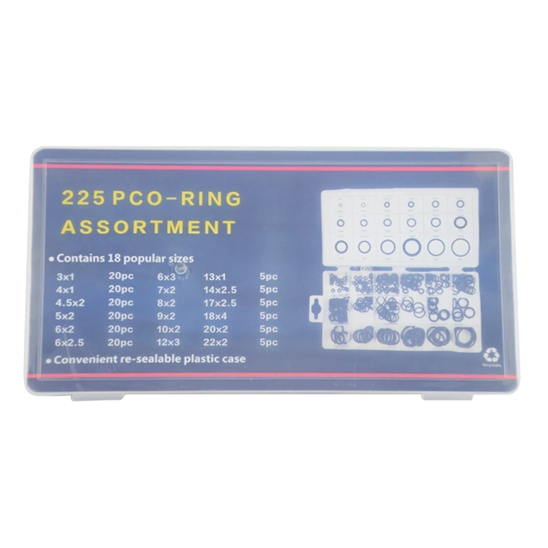 225pcs Rubber O Rings Assortment Set Plumbing Workshop Tool Oil Resistant Dropship