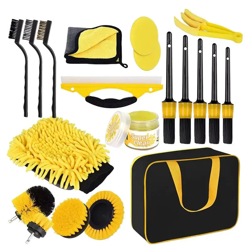 

22PCS Car Cleaning Kit Scrubber Portable Soft Detailing Set Multipurpose Drill Brush Tool Car Interior Exterior Wash Maintenance