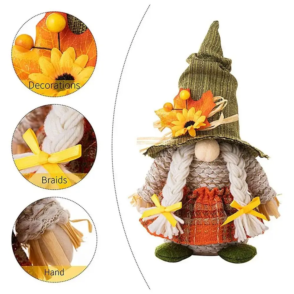 Maple Leaf Thanksgiving Elf Dwarfs Dolls Sunflower Handmade Sunflower Gnome Dwarf Dolls Autumn Celebration Plush