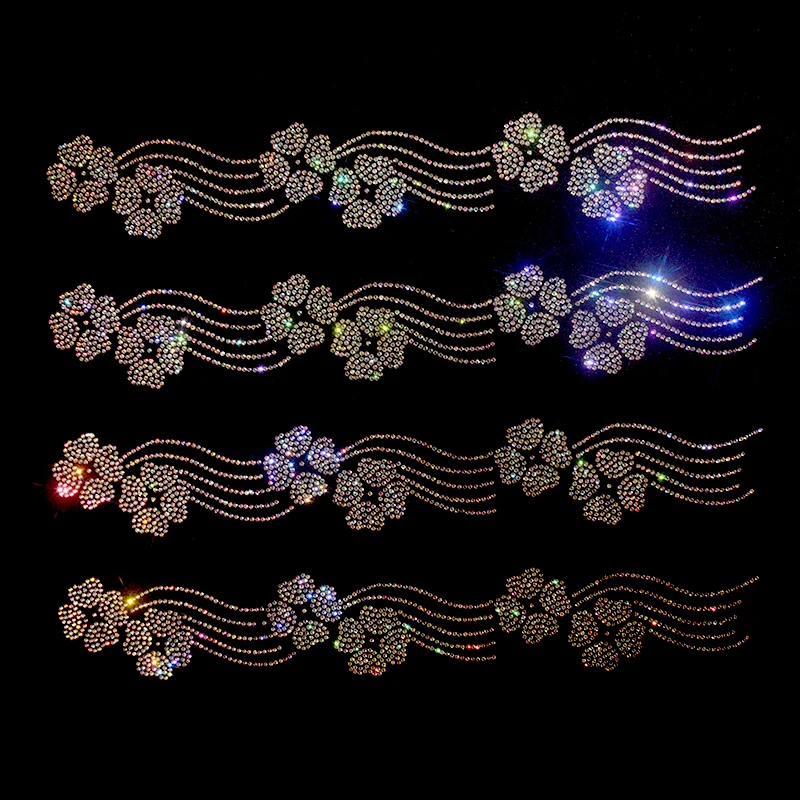 DIY clothes and clothing accessories with fashionable large fabric stickers, rhinestones, chains and small flowers