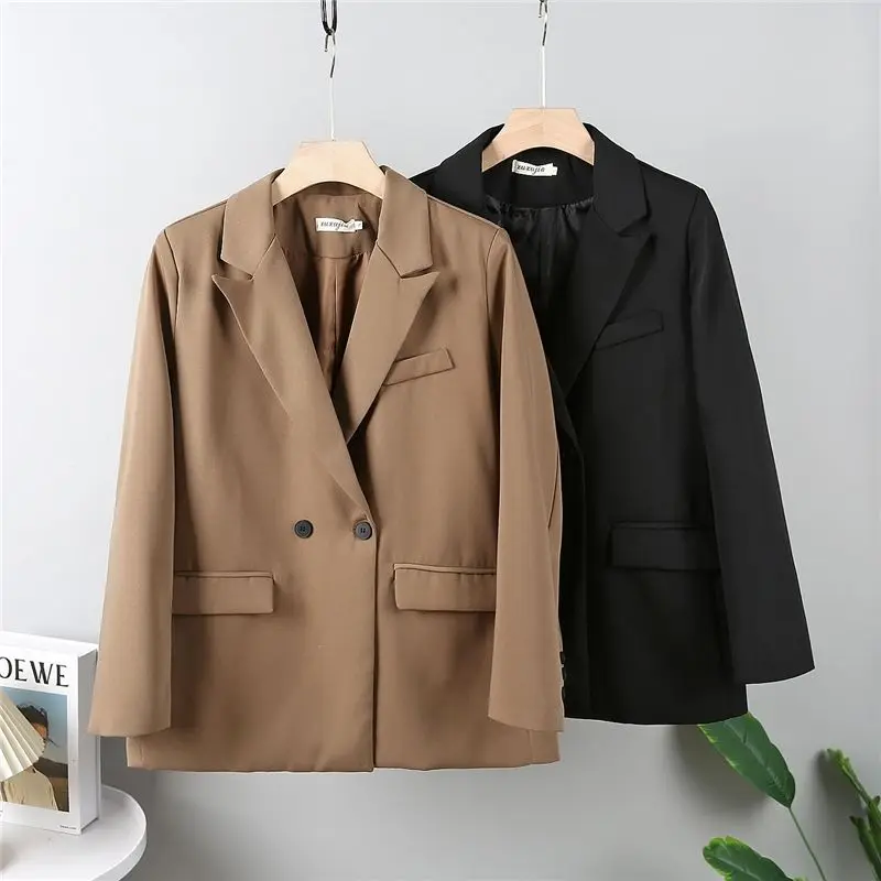 2025 New Spring Y2k Blazer Jacket Women's Outwear Fashion Casual Loose Long Sleeve Double-Breasted Blazer Jacket Tops