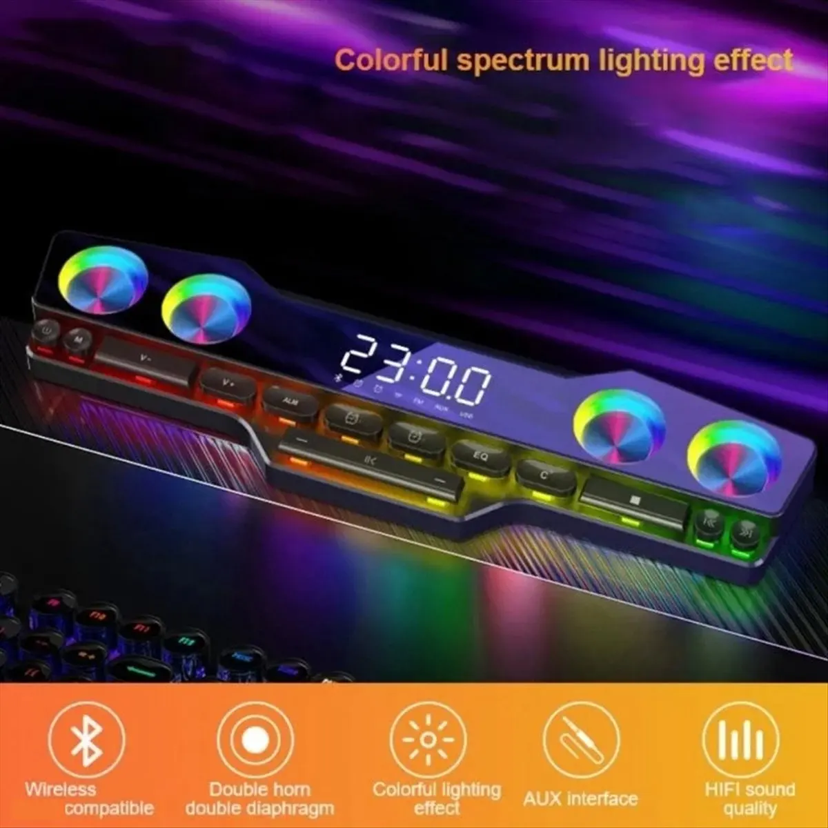 morning V18 Dazzle Colour Speakers Home Desktop Computer Game Big Sound LED Colour Lights Gaming Keyboard Bluetooth Speakers