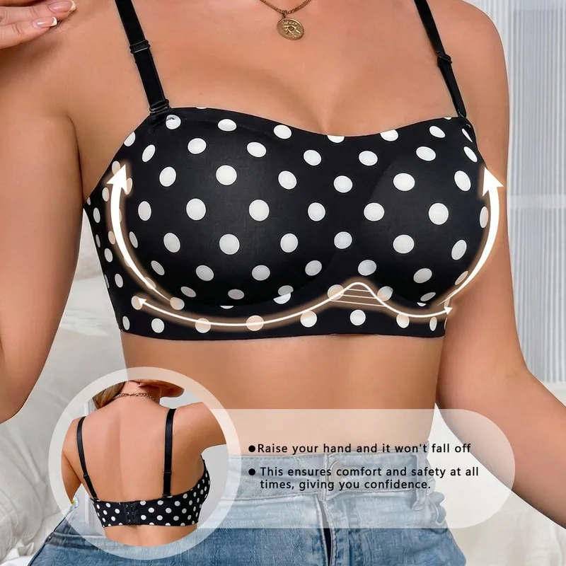 European and American style, trendy and sexy bikini for beach vacations, featuring a polka dot pattern, a retro design