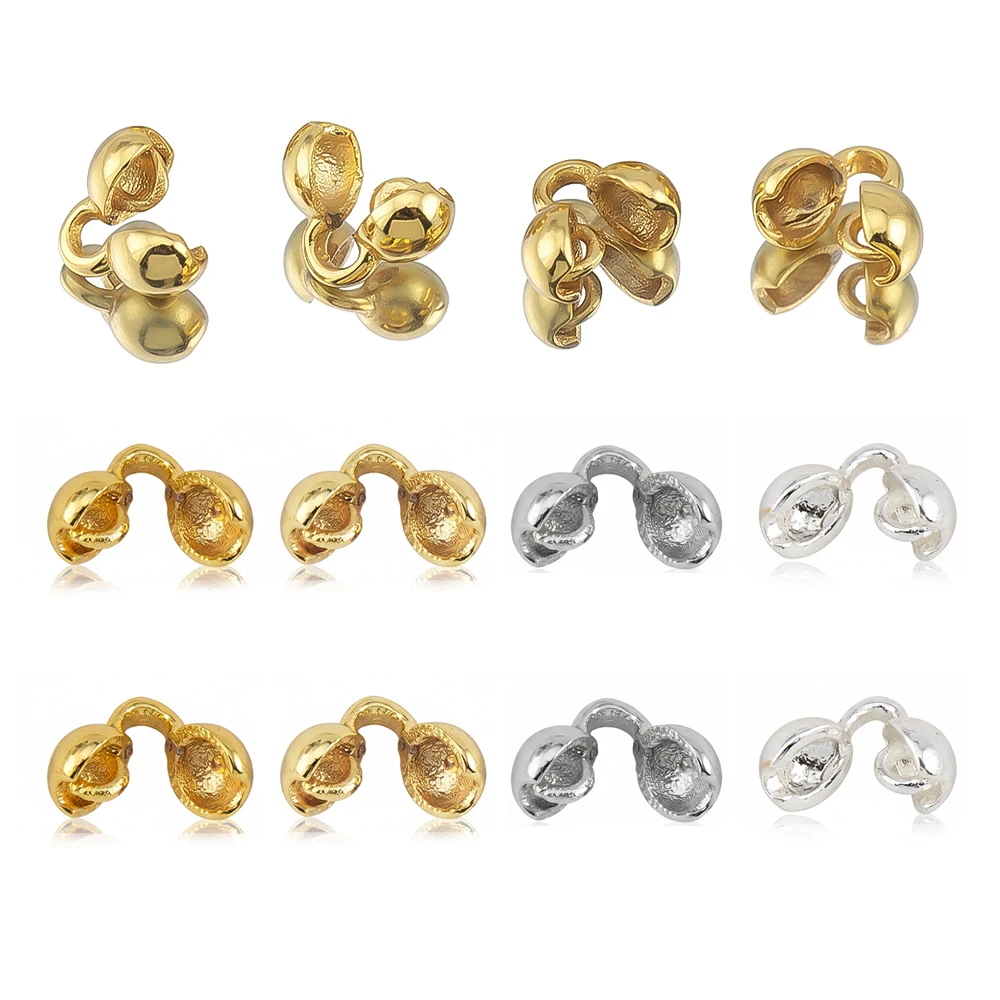 

20 шт., 10 шт. концевых элементов для браслетов из латуни с покрытием 18K, концевые бусины, соединители для самостоятельного изготовления ожерелий, серег, аксессуары для создания украшений