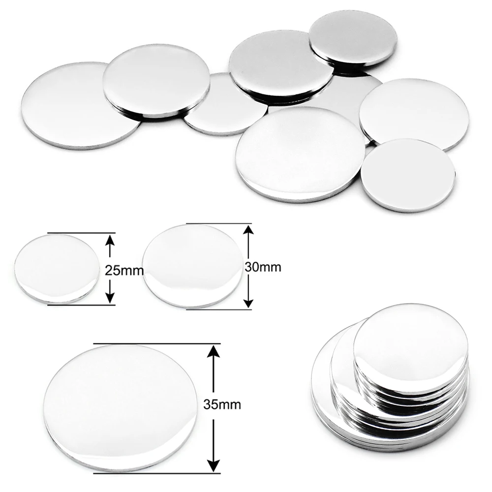 

100PCS Round Pet Metal Mirror Blank ID Card Laser Engraved Identity Tag Pet Collar Personality Pendant Stainless Steel Jewelry