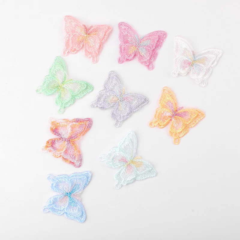 50 Pcs New Double Layered Computer Embroidered Butterfly Wedding Dress Accessories Handmade Butterfly Embroidered Fabric Patch