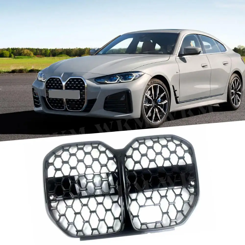 Gloss Black Car Front Center Grille Racing for BMW 4 Series G26 425i 430i M Sport Sedan 2021 +ABS Front Grills Accessories