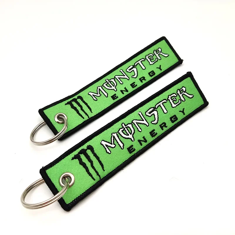 Monster Energy Keychain Modified Motorcycle Double-sided Embroidery Motorcycle Keychain Pendant Decoration