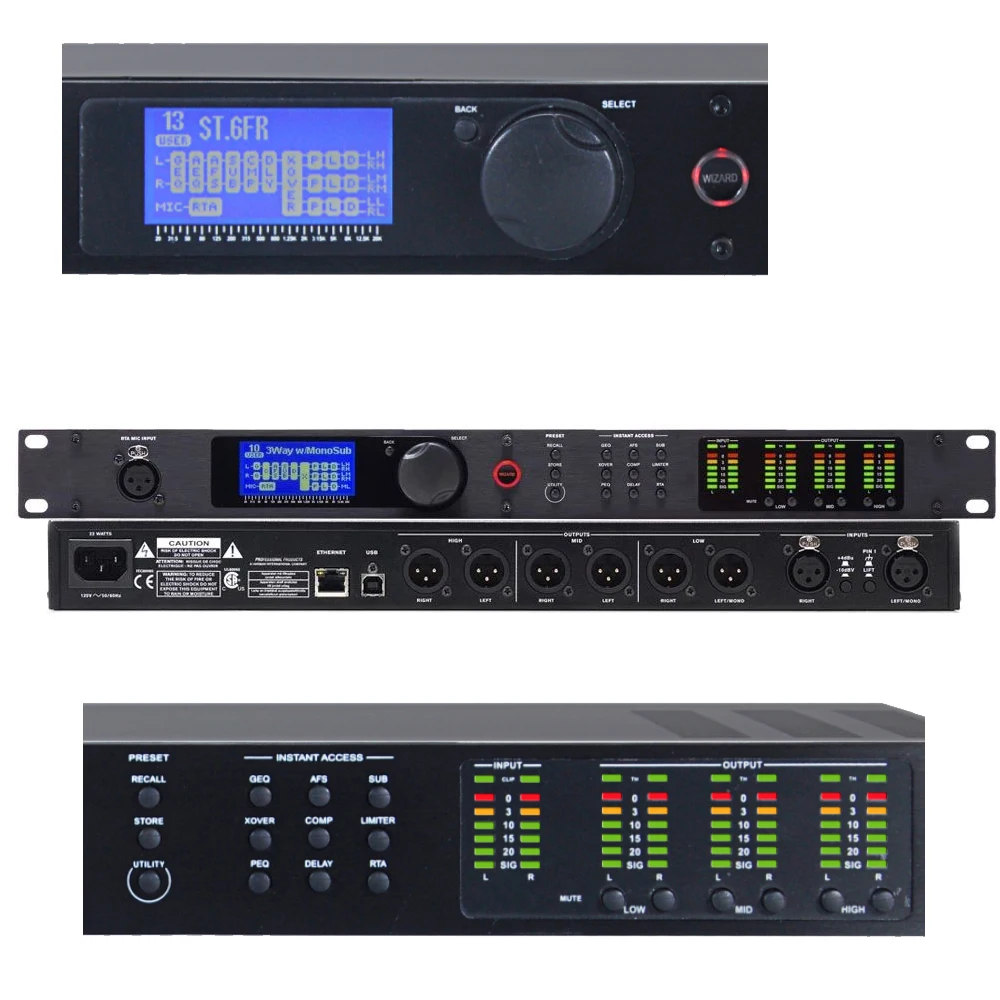 

PA Audio PA2 Digital Signal Processor 2 In 6 Out Professional Stage Advanced Crossover Effect Processor