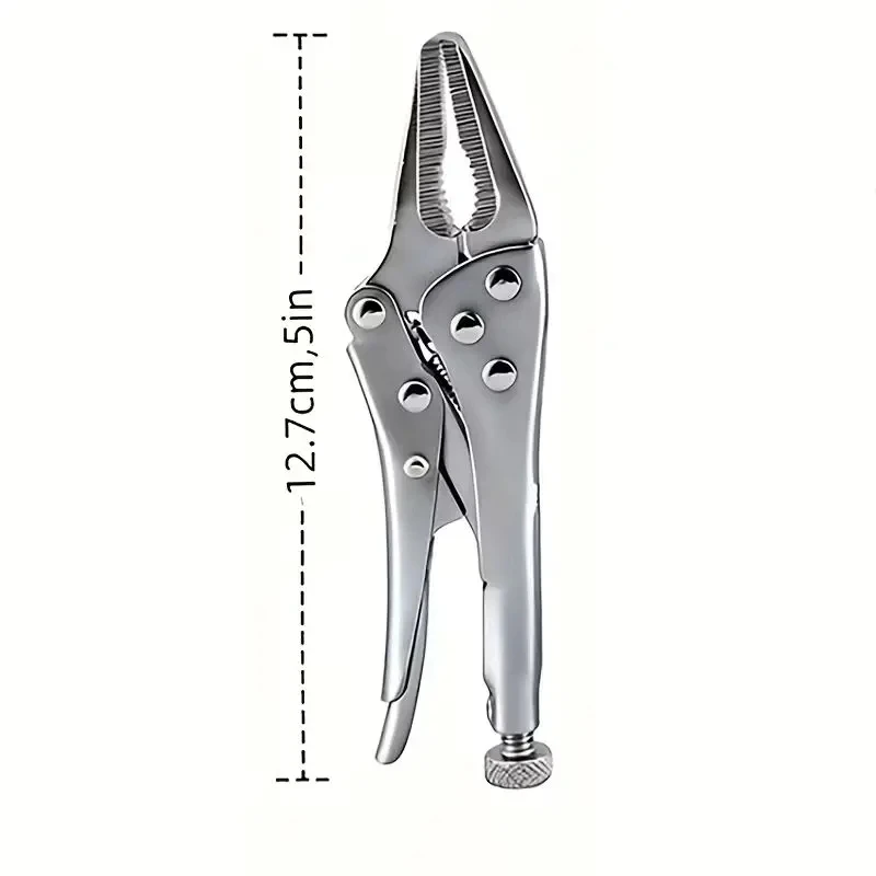 5-Inch Heavy-Duty Mini Sharp-Nose Pliers - Adjustable Height, Non-Slip Grip, Compact & Sturdy Metal Clamping Tool