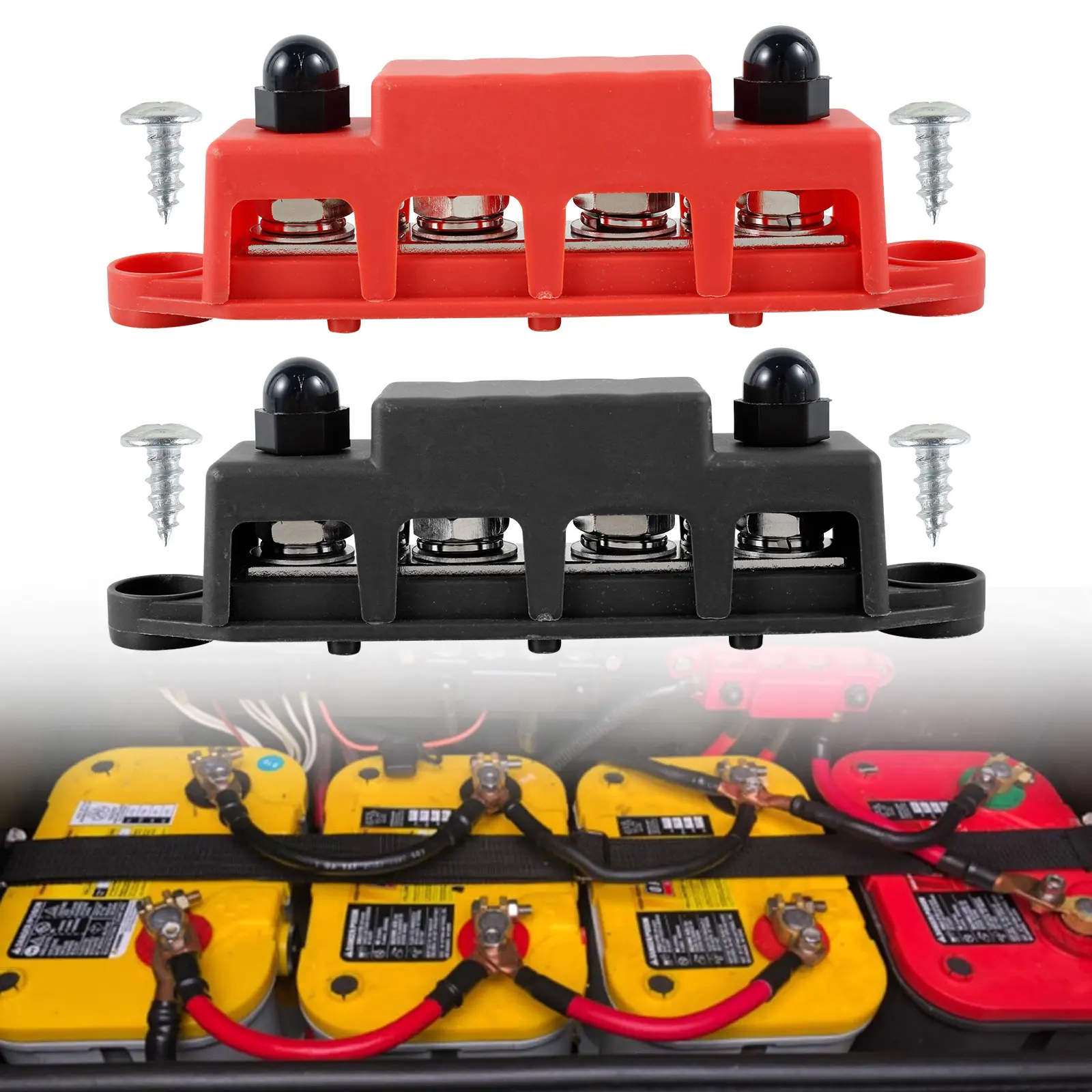 

Power Distribution Block 250A 48V DC Bus Bar Battery Power Distribution Block with Cover and Screws Marine Bar Terminal Block