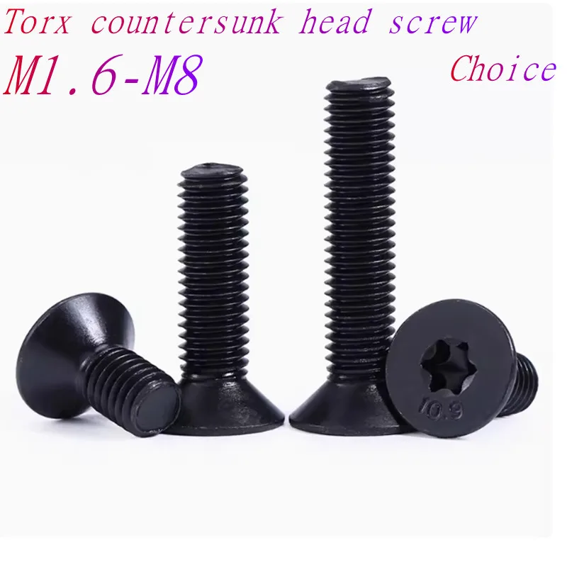 5-50pcs/lot M2 M2.5 M3 M4 M5 m6 m8 Black GB2673 Six-Lobe Torx Head Flat Countersunk Screw Six Lobe Bolt Machine screw