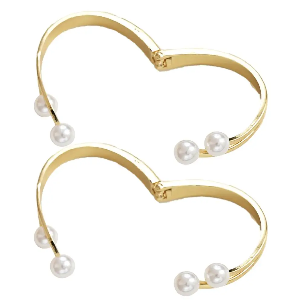 

2Pcs Curtain Metal Alloy Pearl Rings Window Decor Home Accessories Metal Curtain Tie Back Simple Fits Any Room Easy