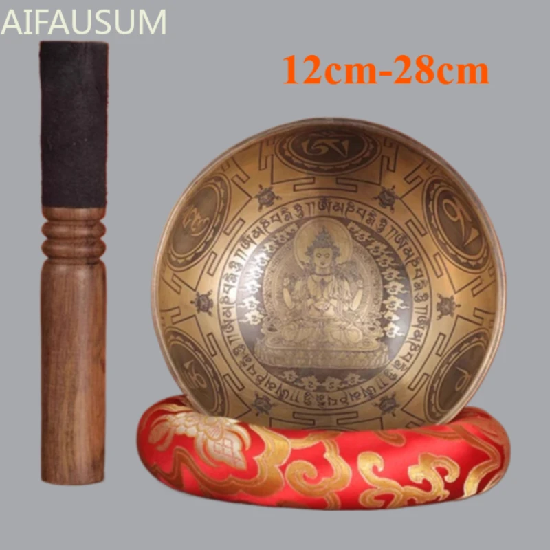 Nepal Hand hammering Singing Bowl Tibet Four-Armed Guanyin Buddha sound bowl Yoga meditation Sound Healing