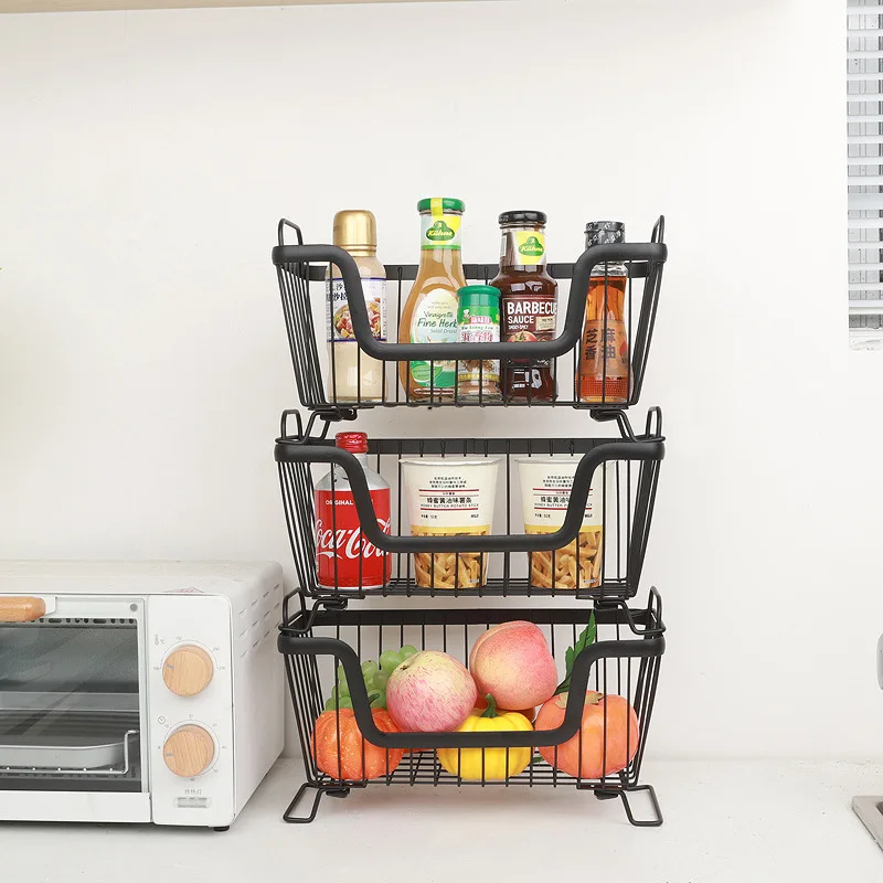 Stackable Storage Basket Kitchen Supplies Countertop Multi-layer Storage Rack Vegetable and Fruit Snack Storage Rack