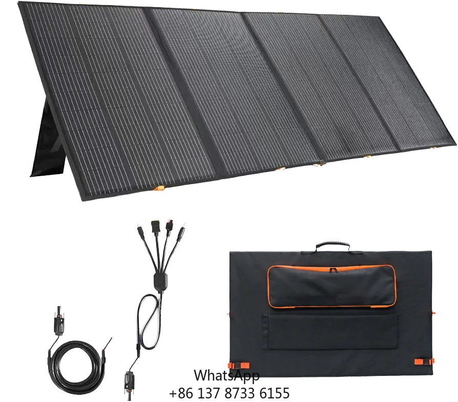 SHUSU 400 Watts 4 Plate ETFE Folding Solar Panel Black 23.5% Photoelectric Efficiency Supports Various Connectors