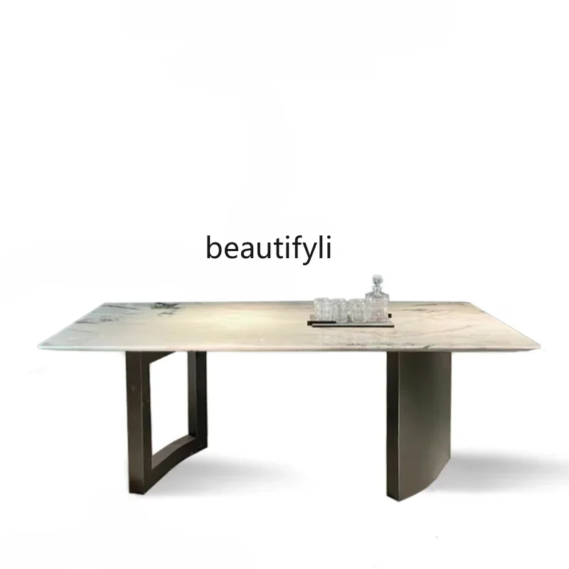 Italian Style Light Luxury Natural Luxury Stone Marble Modern Simple Large and Small Apartment Type Design Teacher Dining Table