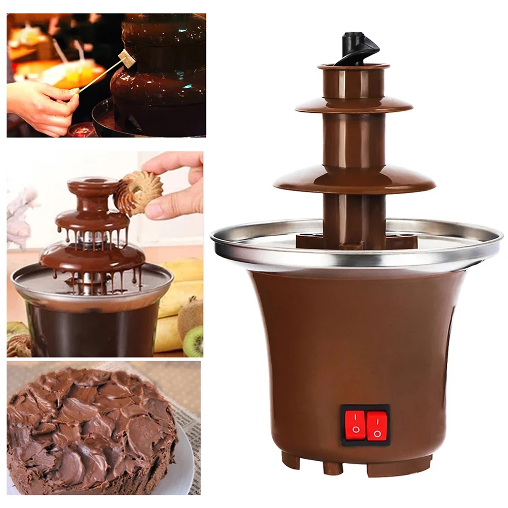 Mini fonte de chocolate artesanal, faça você mesmo, derretimento de chocolate com fondue de aquecimento, hotpot de 3 camadas para churrasco,