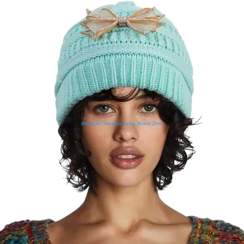 

E56A Winter Knitted Beanie for Teen Windproof Handmade Cold Weather Skiing Riding Hat