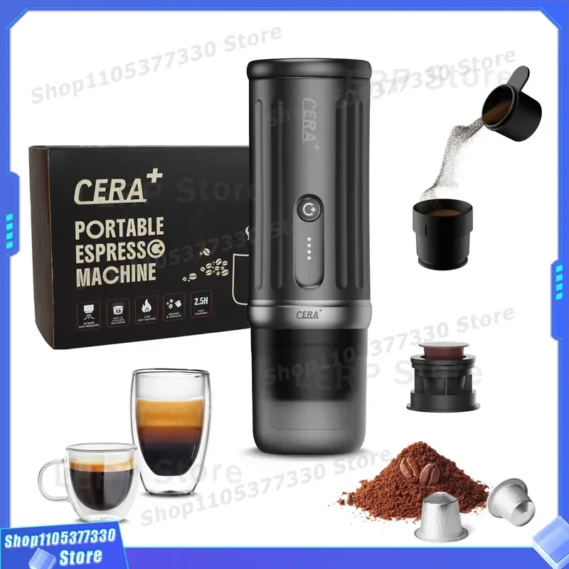 Portable Automatic Capsule Coffee Machine Mini Aluminum 2 in 1 Maker High Quality OEM 90 Bar Pressure with Carrying Bag for